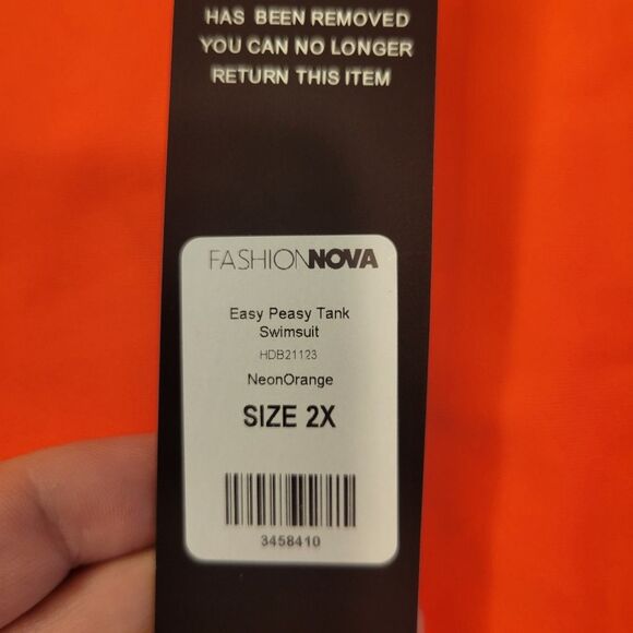 Fashion Nova Bright Neon Orange one piece Swimsuit 2X - Picture 3 of 7